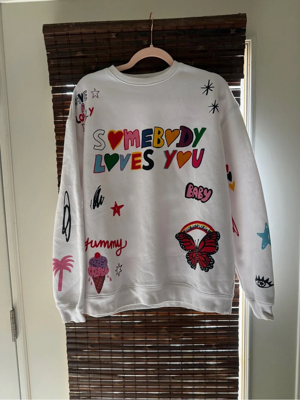 Mayfair Somebody Loves You Crewneck and sweat shorts set, sz s/m, euc RARE!